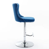 Swivel Velvet Barstools Adjusatble Seat Height From 25-33", Modern Upholstered Chrome Base Bar Stools With Backs Comfortable Tufted For Home Pub And Kitchen Island (Set of 2) - Furniture Home Direct
