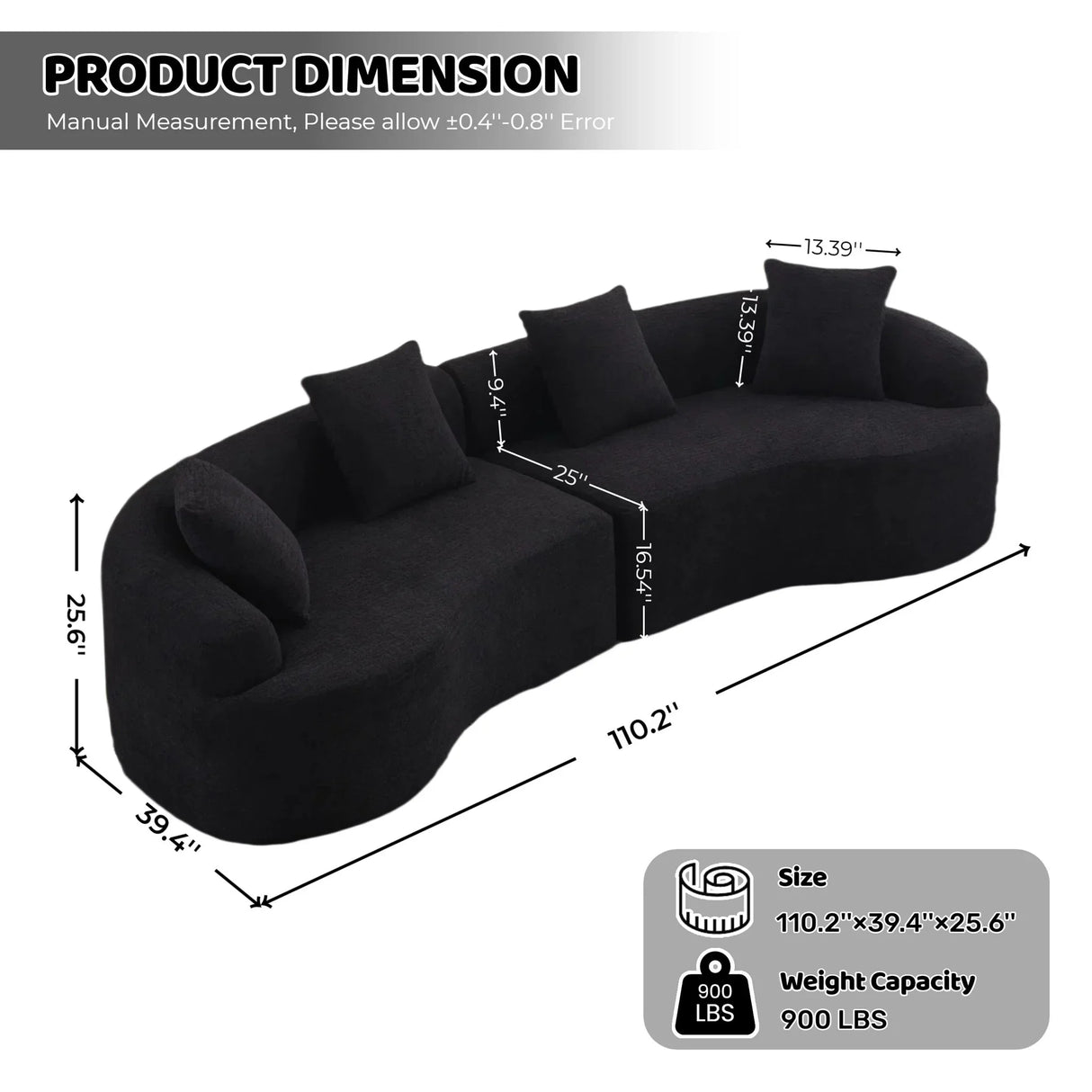 4 Seater Sofa With Chenille Fabric, 30D, 60 Hardness Full Sponge, 4 Pillow For Living Room, Home Furniture Sleeper Sectional Sofa For Apartment - Furniture Home Direct