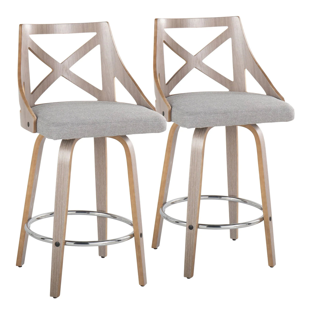 Charlotte - Farmhouse Fixed Height Counter Stool With Round Footrest (Set of 2) - Furniture Home Direct