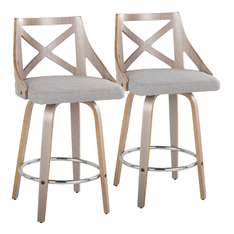 Charlotte - Farmhouse Fixed Height Counter Stool With Round Footrest (Set of 2) - Furniture Home Direct
