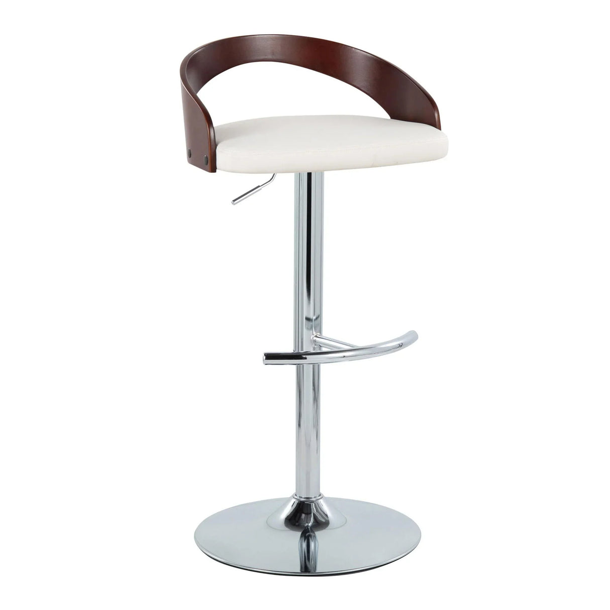 Grotto - Contemporary Adjustable Barstool & Swivel With Rounded T Footrest (Set of 2) - Furniture Home Direct