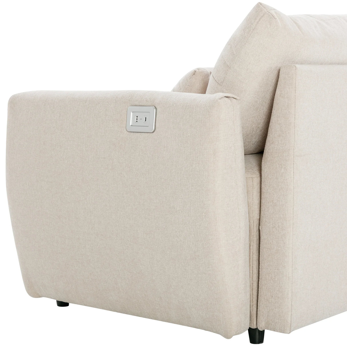 113.3 Modular Sectional With Ottoman And USB C Ports Beige - Furniture Home Direct