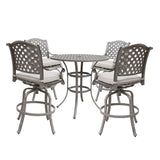 Cast Aluminum Bar Set With Cushion - Furniture Home Direct