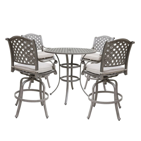 Cast Aluminum Bar Set With Cushion - Furniture Home Direct