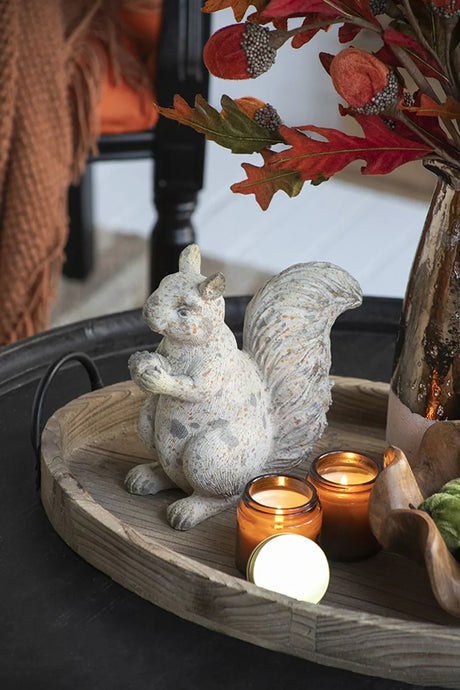 Resin Standing & Lying Down Squirrel Rustic, For Harvest Festival Fall Festival & Thanksgiving Table Decorations (Set of 2) - Antique Cream - Furniture Home Direct