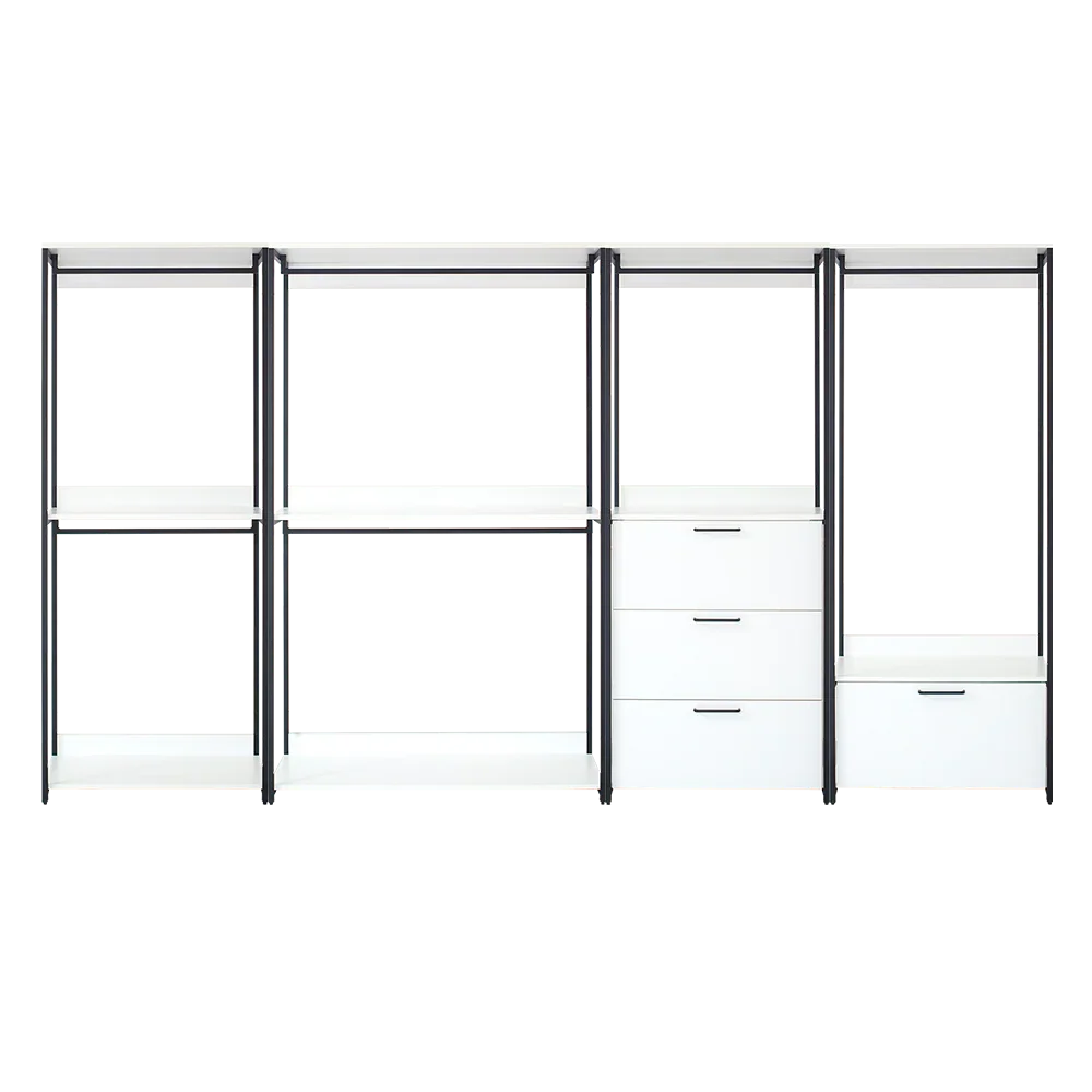 Walk-In Closet System With Metal Frame And Storage White - Furniture Home Direct