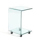 Tempered Clear Bent Glass Side Table End Table For Living Room, Small Sofa Table - Transparent - Furniture Home Direct