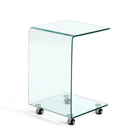 Tempered Clear Bent Glass Side Table End Table For Living Room, Small Sofa Table - Transparent - Furniture Home Direct
