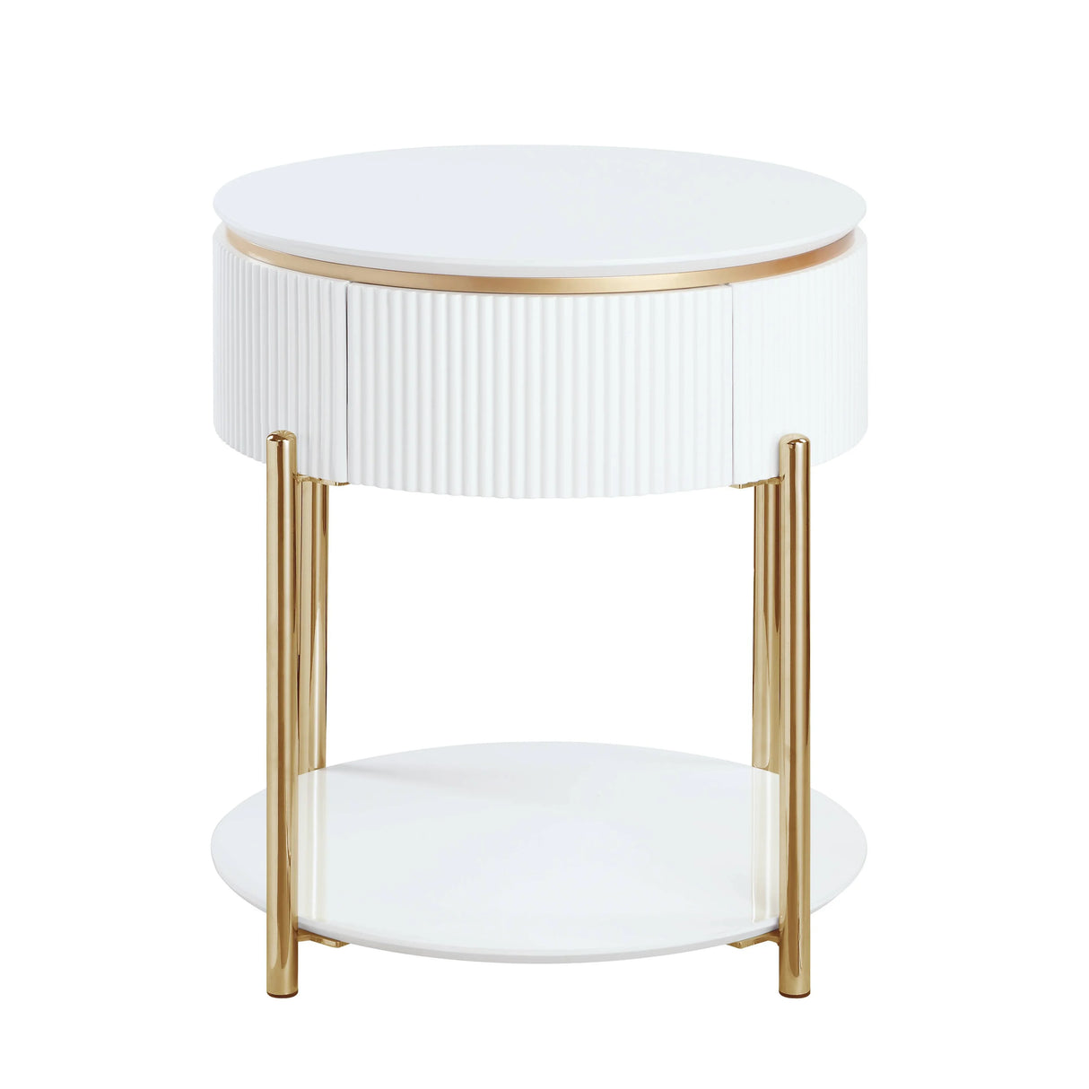 Daveigh - High Gloss End Table - Gold / White - Furniture Home Direct