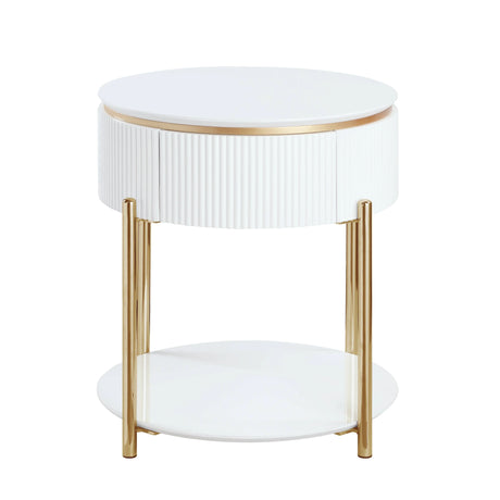 Daveigh - High Gloss End Table - Gold / White - Furniture Home Direct