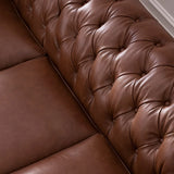 Traditional Tufted Leather Chesterfield Nailhead Sofa - Furniture Home Direct