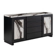 Stacey - Buffet With Storage Drawers And Marble Detailing - Black / Marble - Furniture Home Direct