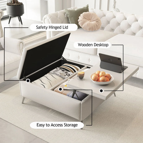 Modern Square Storage Ottoman Coffee Table With Lift-Top Design - Furniture Home Direct