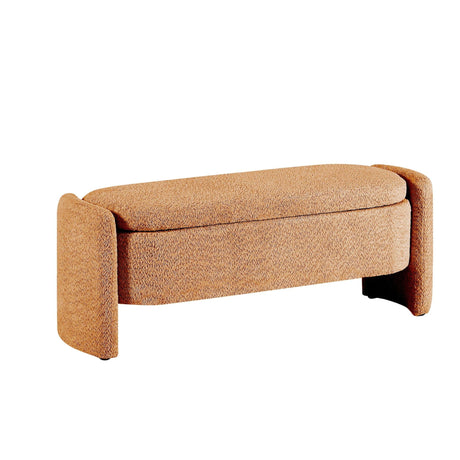 Ottoman Oval Storage Bench, 3D Lamb Fleece Bench With Large Storage Space For The Living Room, Entryway And Bedroom - Furniture Home Direct
