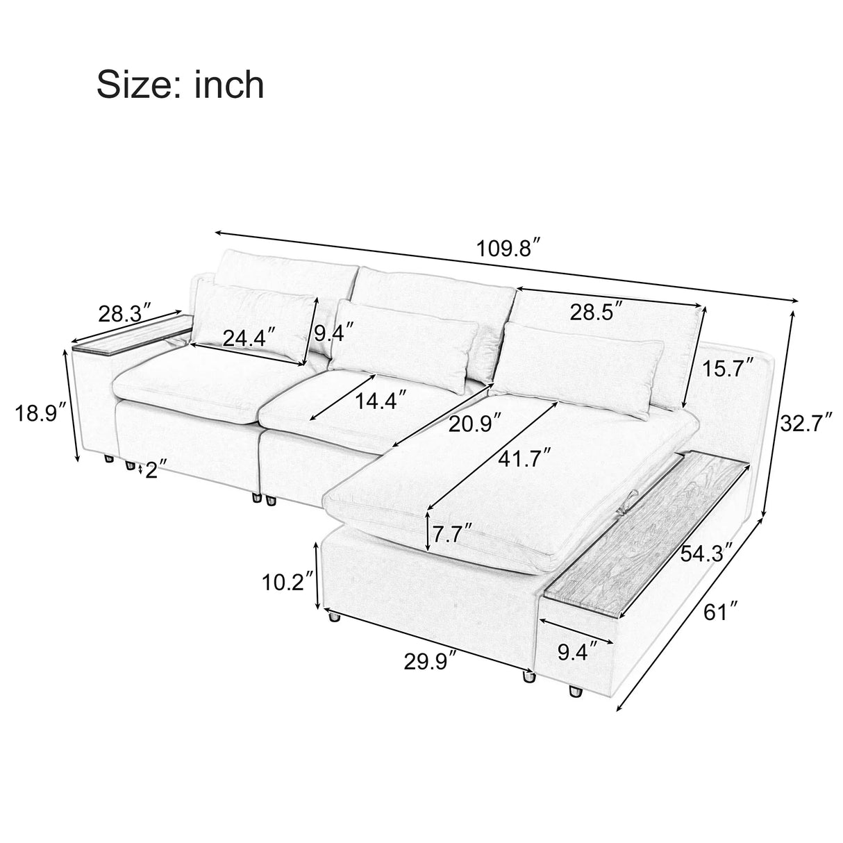 Sectional Sofa Modular With Removable Back Cushions Gray - Furniture Home Direct