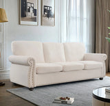Soft Sofa, Upholstered 3 Seater Couch With High Density Foam, Loose Back Cushions And Turned Legs - Furniture Home Direct