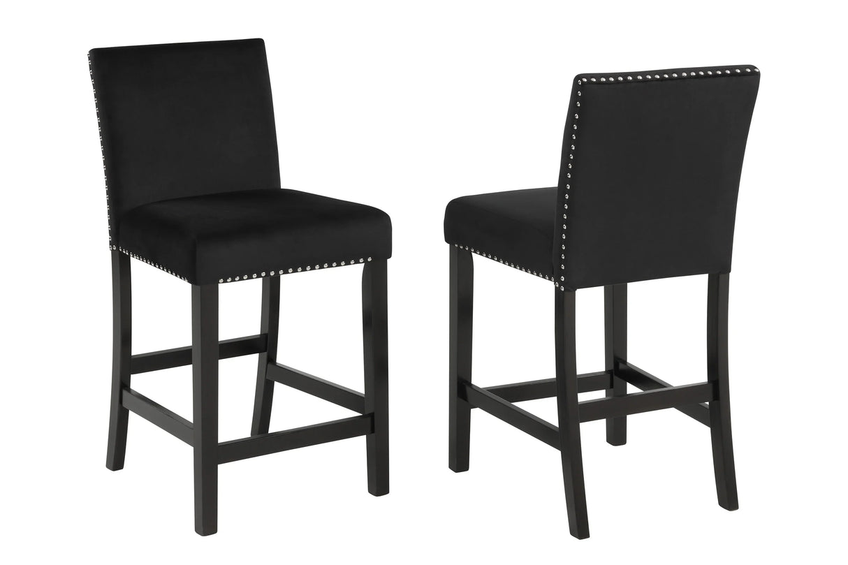 Counter Height Dining Set Faux Marble Velvet Chairs Black - Furniture Home Direct