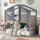 House Bunk Bed With Ladder, Wood Bed - Furniture Home Direct