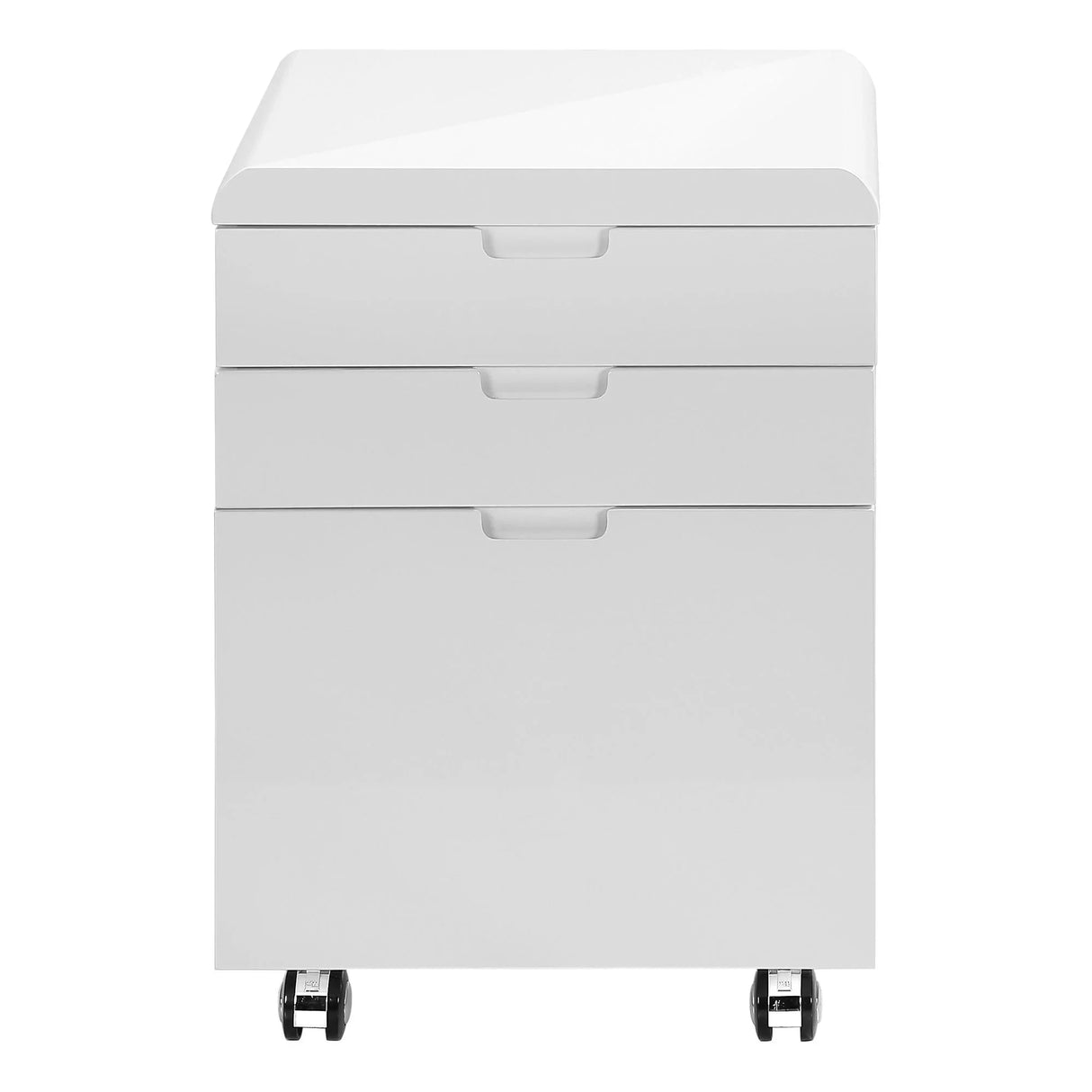 File Cabinet, Rolling Mobile, Storage Drawers, Printer Stand, Office, Work, Glossy Contemporary, Modern - White - Furniture Home Direct