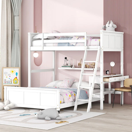 Full Over Full Bunk Bed With Desk - Furniture Home Direct