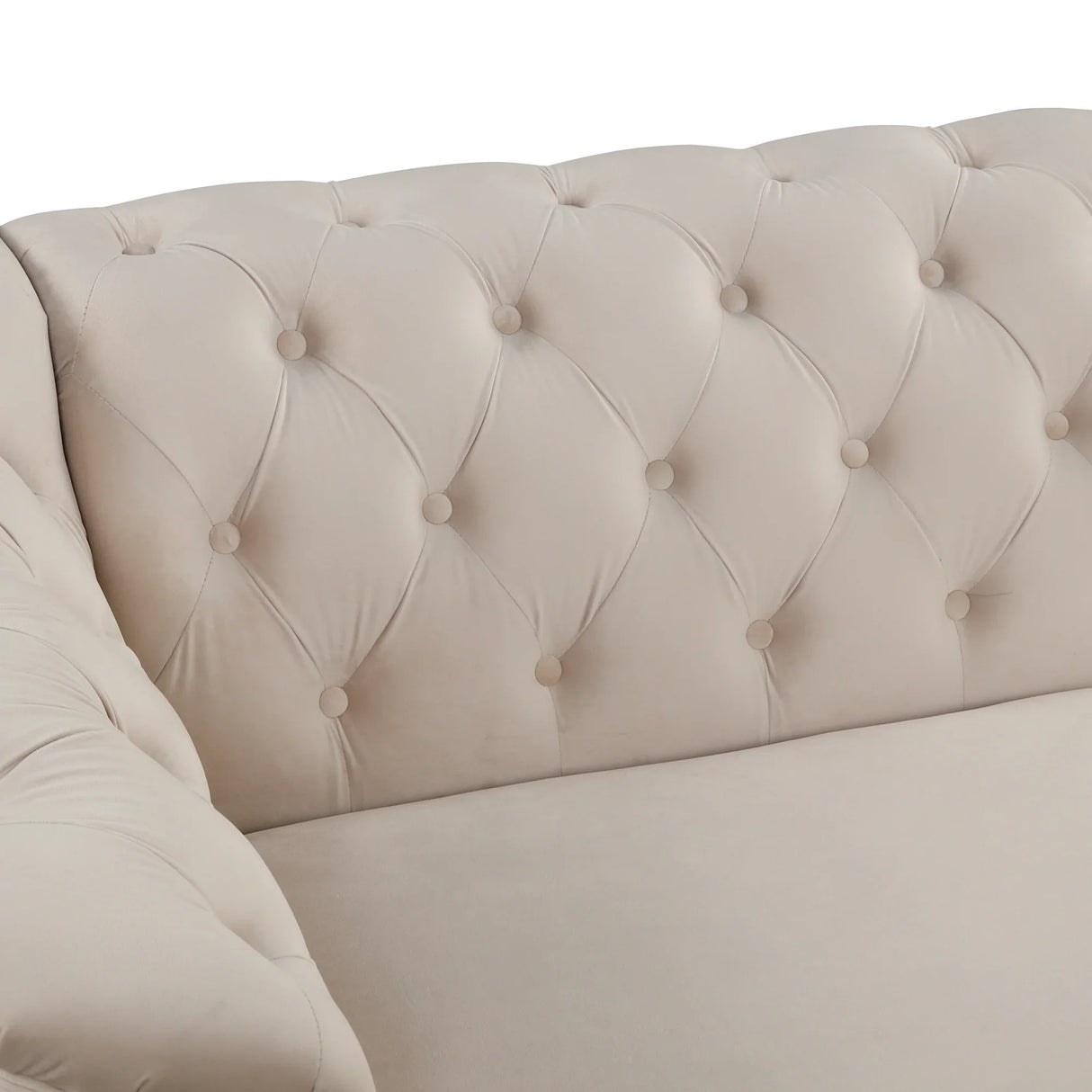 Modern 3-Piece Velvet Upholstered Living Room Set Including Sofa, Love Seat and Chair, Beige - Furniture Home Direct