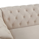 Modern 3-Piece Velvet Upholstered Living Room Set Including Sofa, Love Seat and Chair, Beige - Furniture Home Direct