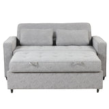 66.5" Upholstered Loveseat With Pull Out Bed, Two Throw Pillows, Dual USB Charging Port and Adjustable Backrest - Light Gray - Furniture Home Direct