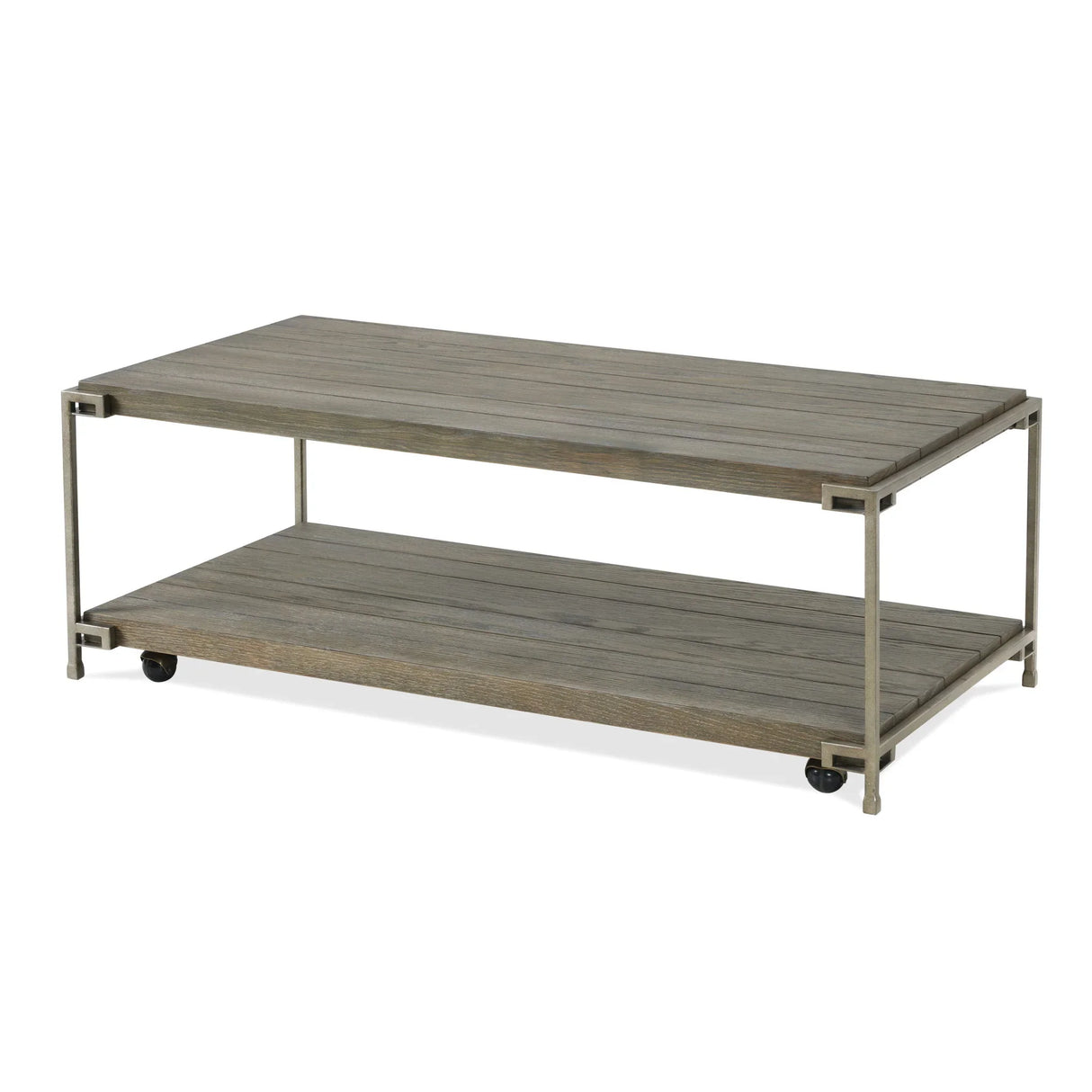 Corbeta - 3 Piece Metal Frame Wood Living Room Coffee Table And 2 Chairside Tables Set, Aged Graphite - Brown - Furniture Home Direct