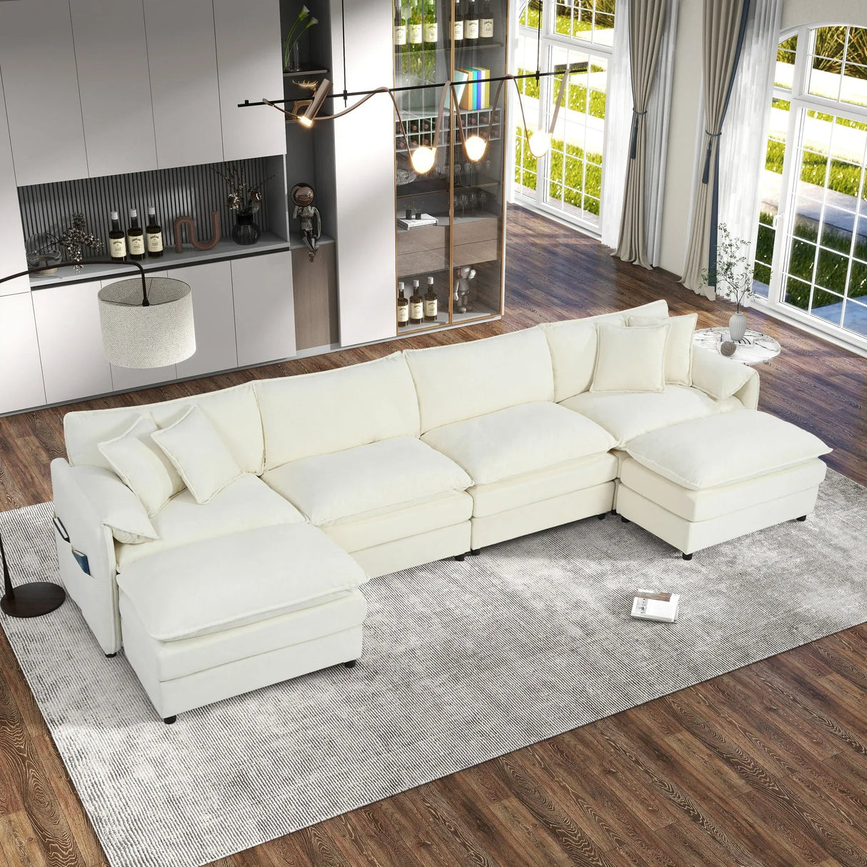 Modern Comfy Deep Seat Modular Sectional Sofa Cloud Couch With Ottoman - Furniture Home Direct