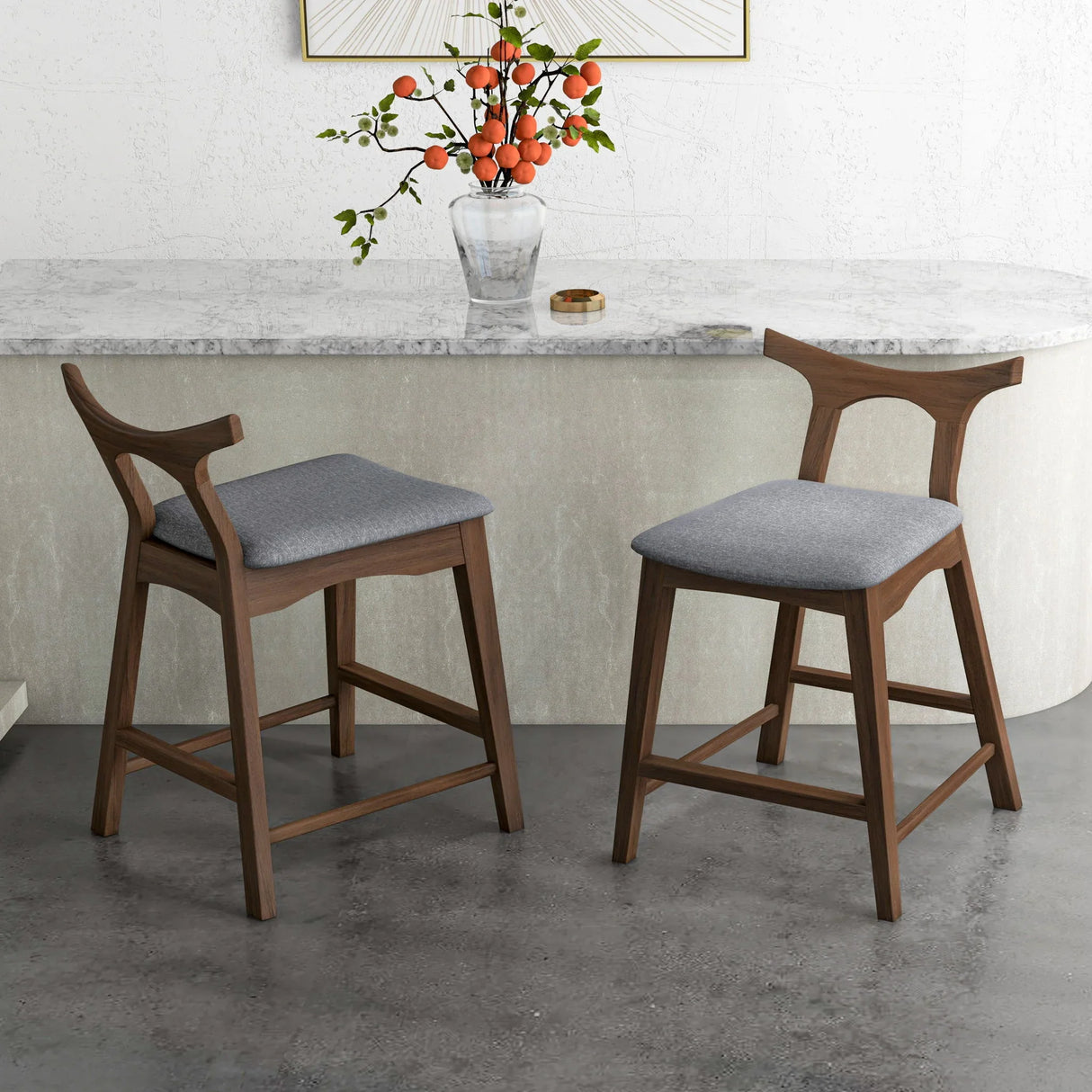 Hester - Upholstered, Square Bar Chair (Set of 2) - Furniture Home Direct