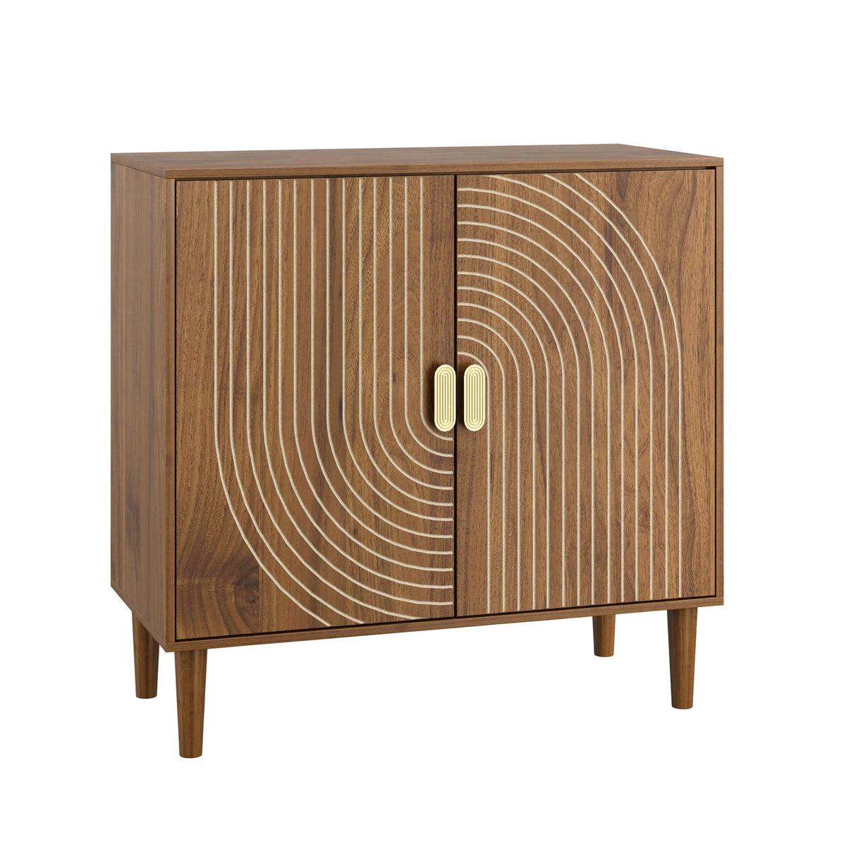 Buffet Cabinet With Line Groove Design, Sideboard Buffet Cabinet With Storage, Multifunctional Accent Cabinet For Living Room, Entryway, Hallway, Office, Kitchen - Brown - Furniture Home Direct
