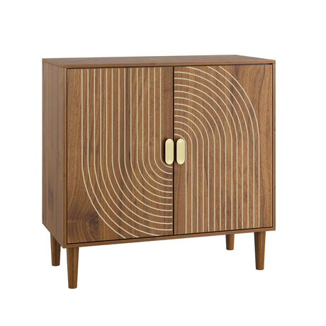 Buffet Cabinet With Line Groove Design, Sideboard Buffet Cabinet With Storage, Multifunctional Accent Cabinet For Living Room, Entryway, Hallway, Office, Kitchen - Brown - Furniture Home Direct