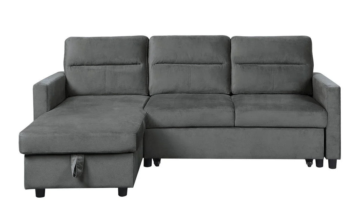 Ivy - Velvet Reversible Sleeper Sectional Sofa With Storage Chaise And Side Pocket - Furniture Home Direct
