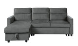 Ivy - Velvet Reversible Sleeper Sectional Sofa With Storage Chaise And Side Pocket - Furniture Home Direct