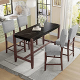 5 Piece Counter Height Dining Set, Bar Table With 4 Upholstered Chairs - Furniture Home Direct