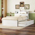 LED Platform Bed With Trundle With Storage Headboard With Drawers - Furniture Home Direct