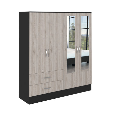 Armoire With Mirrors And Drawers Modern Wood Black - Furniture Home Direct