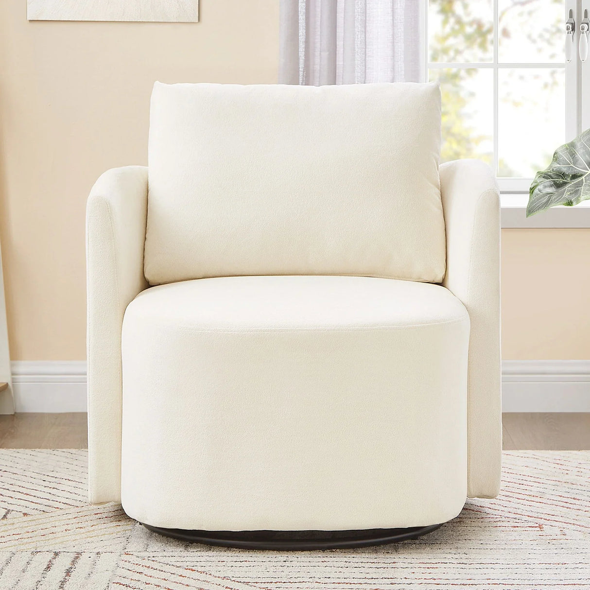 360° Modern Swivel Chair With Upholstered Curved Design - Furniture Home Direct