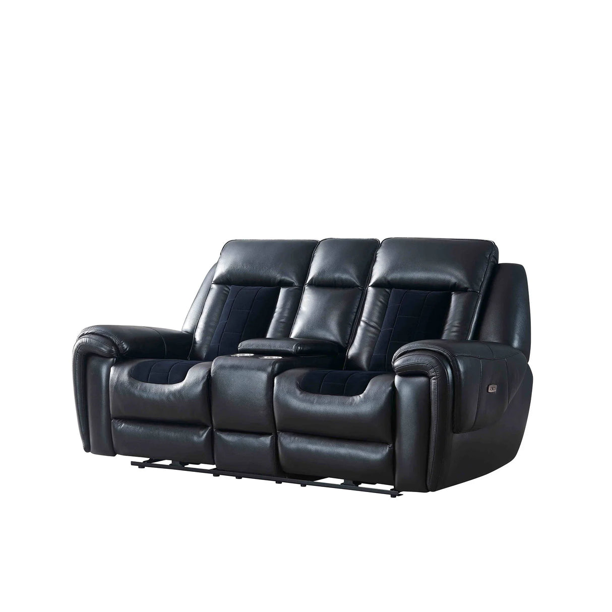 Clark - Blanche / Velvet Power Console Reclining LS With LED - Black - Furniture Home Direct