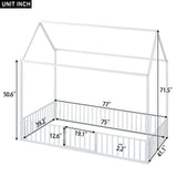 Metal House Bed With Fence And Door - Furniture Home Direct