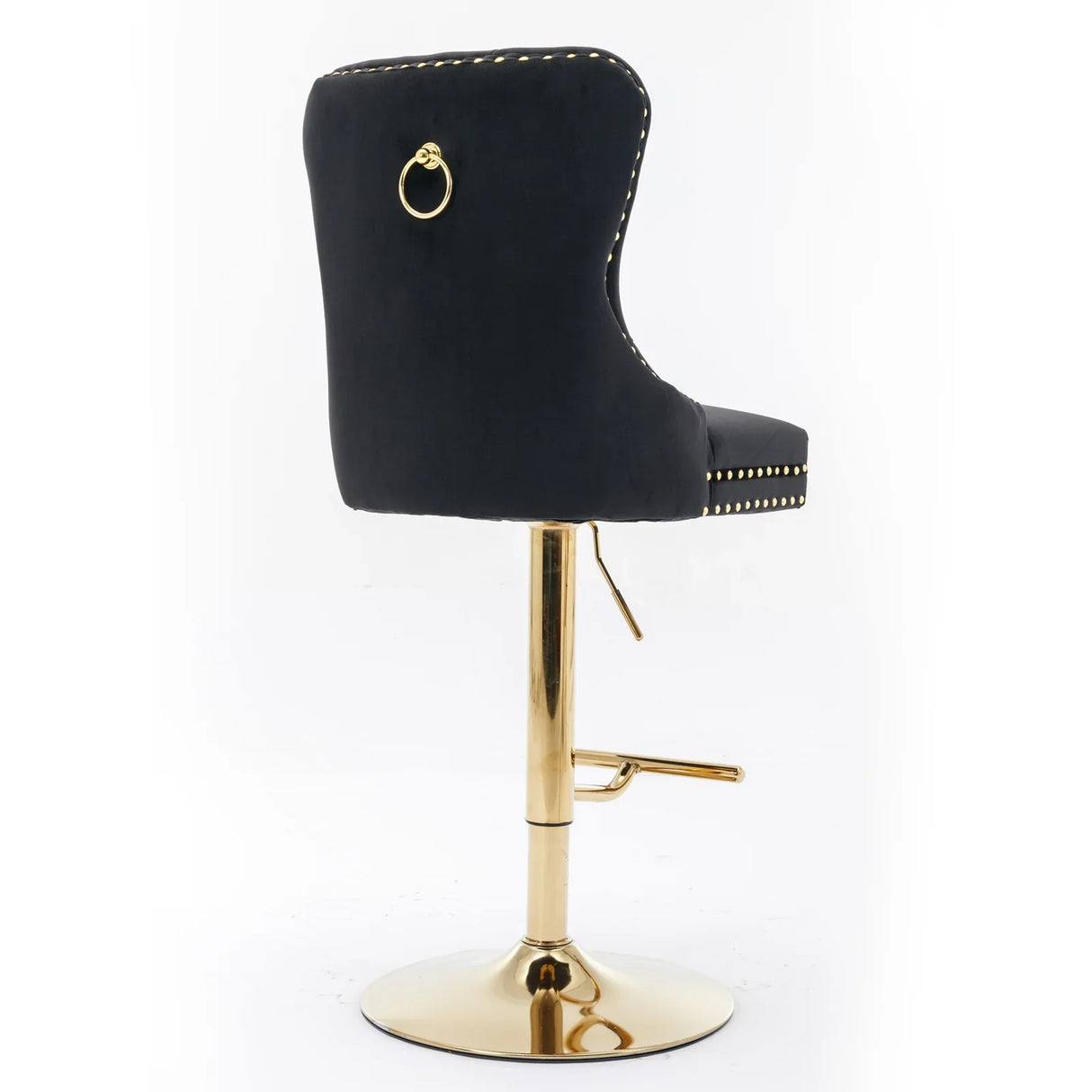 Bar Stools Velvet Upholstered Swivel With Backs Black - Furniture Home Direct