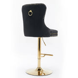 Bar Stools Velvet Upholstered Swivel With Backs Black - Furniture Home Direct