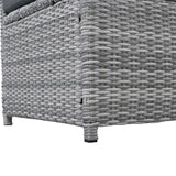 6 Piece Patio Set With An Adjustable Table, Recliners With Extendable Side Tables, And 2 Ottomans - Gray - Furniture Home Direct