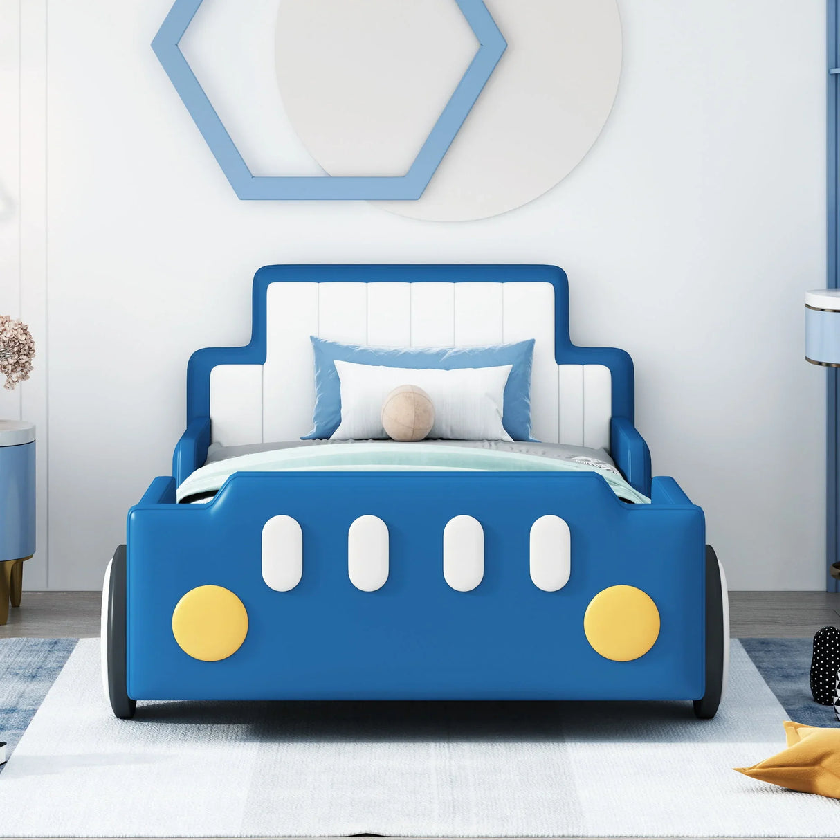 Race Car Shaped Platform Bed With Wheels - Furniture Home Direct