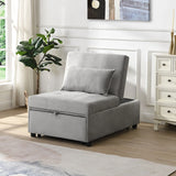 Folding Ottoman Sofa Bed - Gray Fabric - Furniture Home Direct