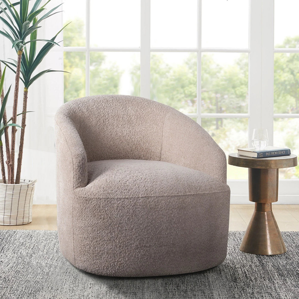 Upholstered 360 Degree Swivel Chair - Furniture Home Direct