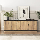 Grain 4 Door TV Cabinet, An Ideal Choice For TV And Item Storage In Modern Homes, A Perfect Blend Of Nordic And Modern Minimalist Styles - Black - Furniture Home Direct