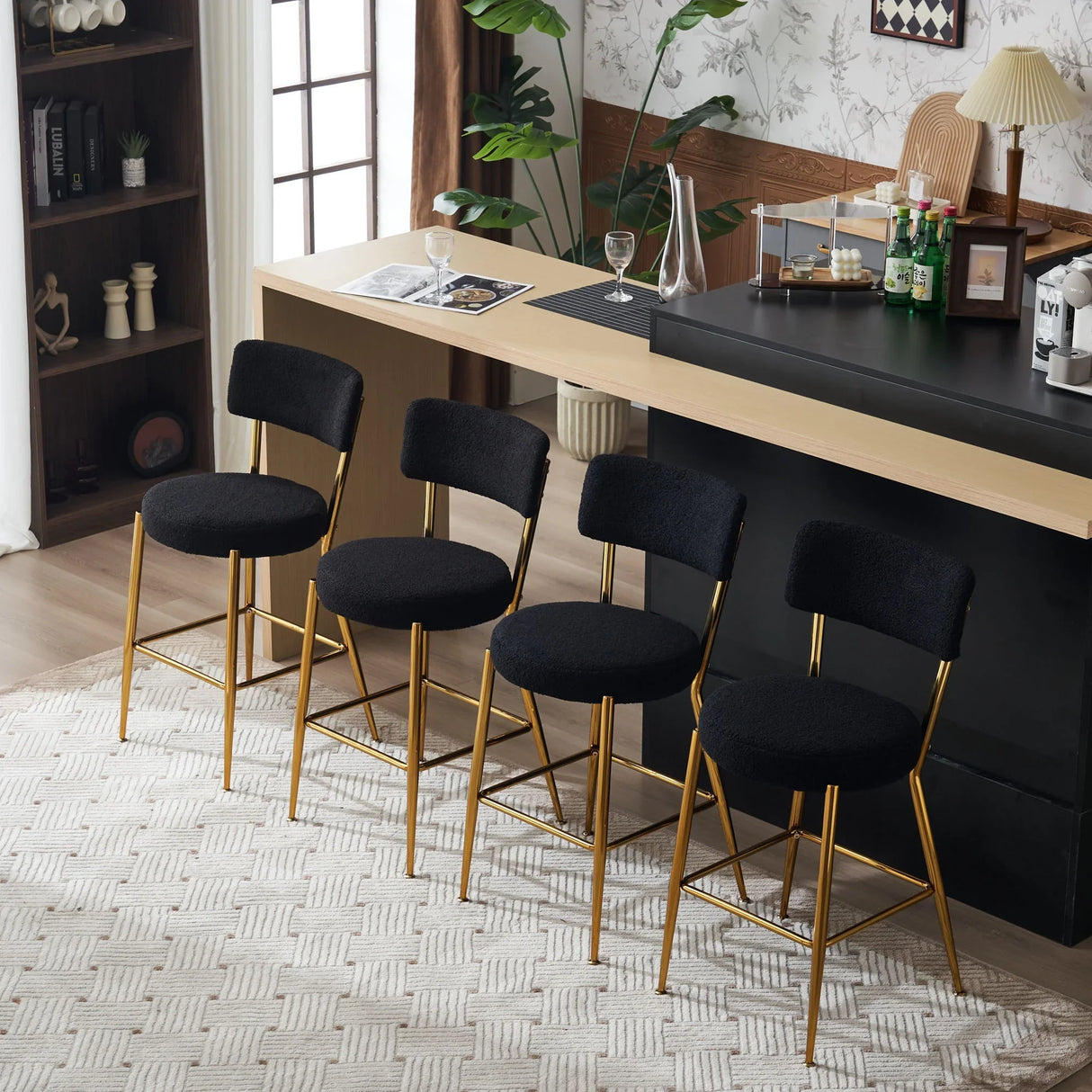 Modern Teddy Fabric Upholstered Bar Stools - Furniture Home Direct