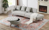 107 Inch Contemporary Sofa With Round Storage Ottoman Grey - Furniture Home Direct