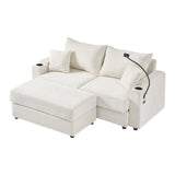 Modern Style Loveseat Sofa Sectional Sofa Couch With Storage Space, A Movable Ottoman, Two USB Ports, Two Cup Holders, A Phone Holder For Living Room - Furniture Home Direct